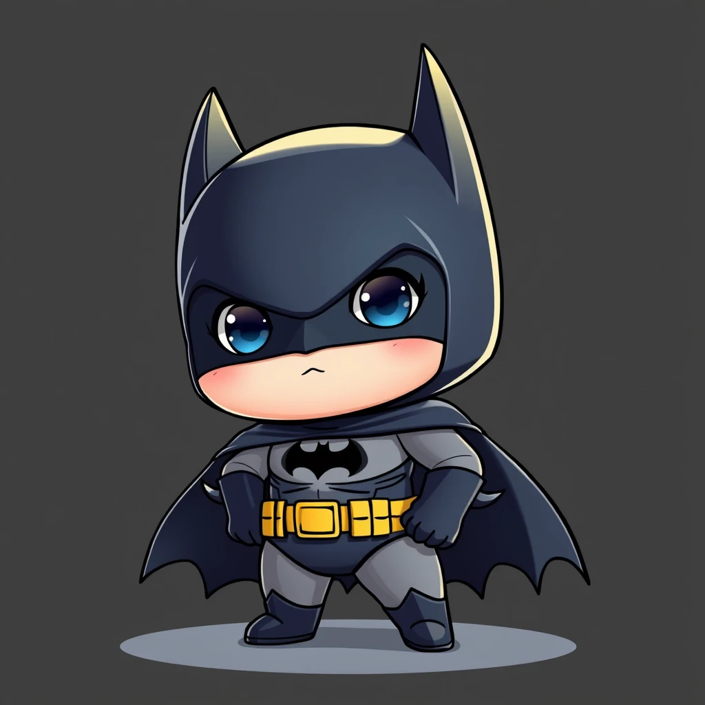 A 3D cute chubby Chibi Batman character design. - Image