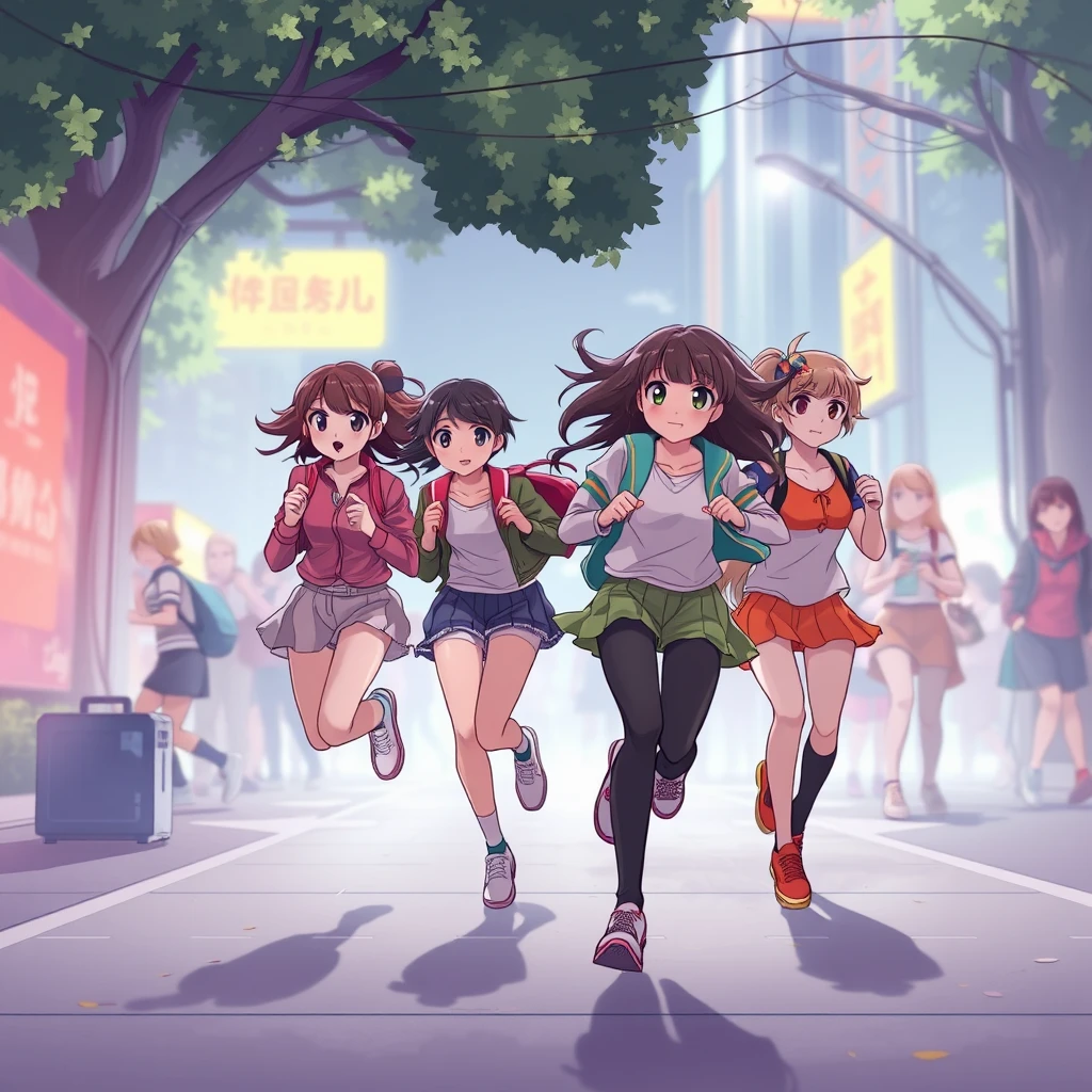 Anime girls running - Image