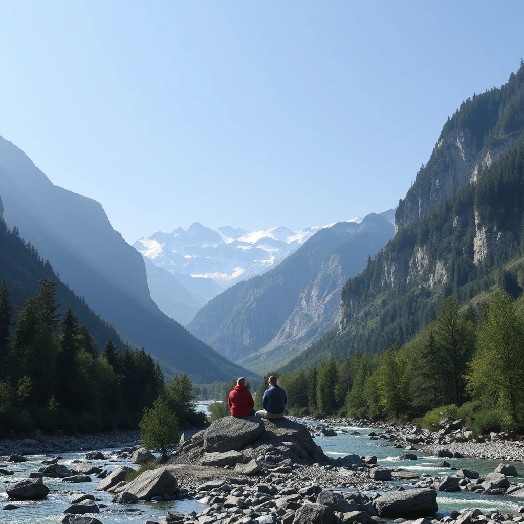 Sitting in the mountains and rivers - Image