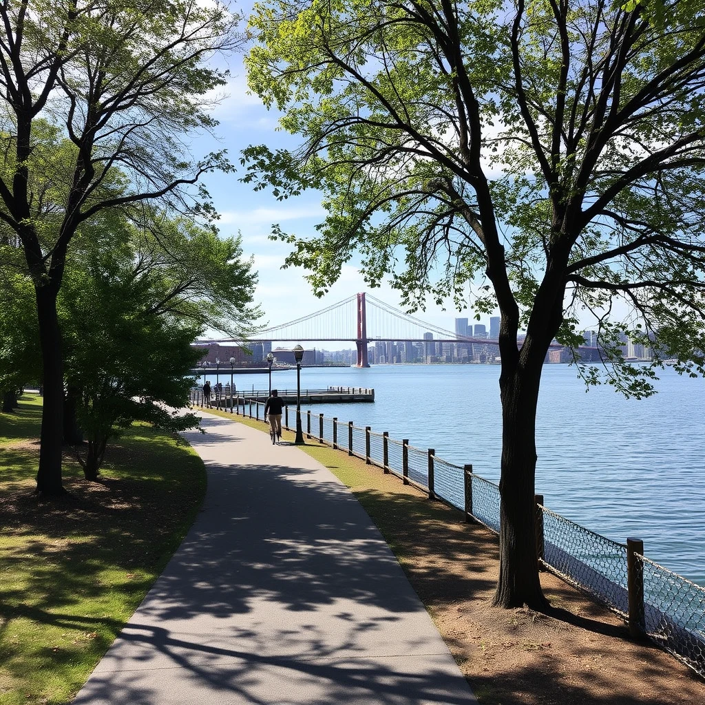 View from a waterfront bike path