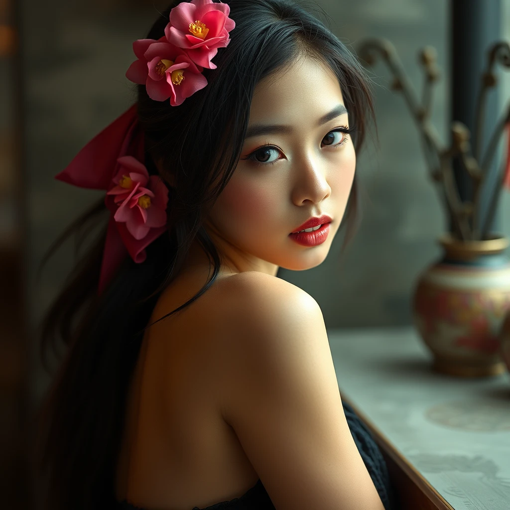 A beautiful Asian girl  
Sexy and enchanting