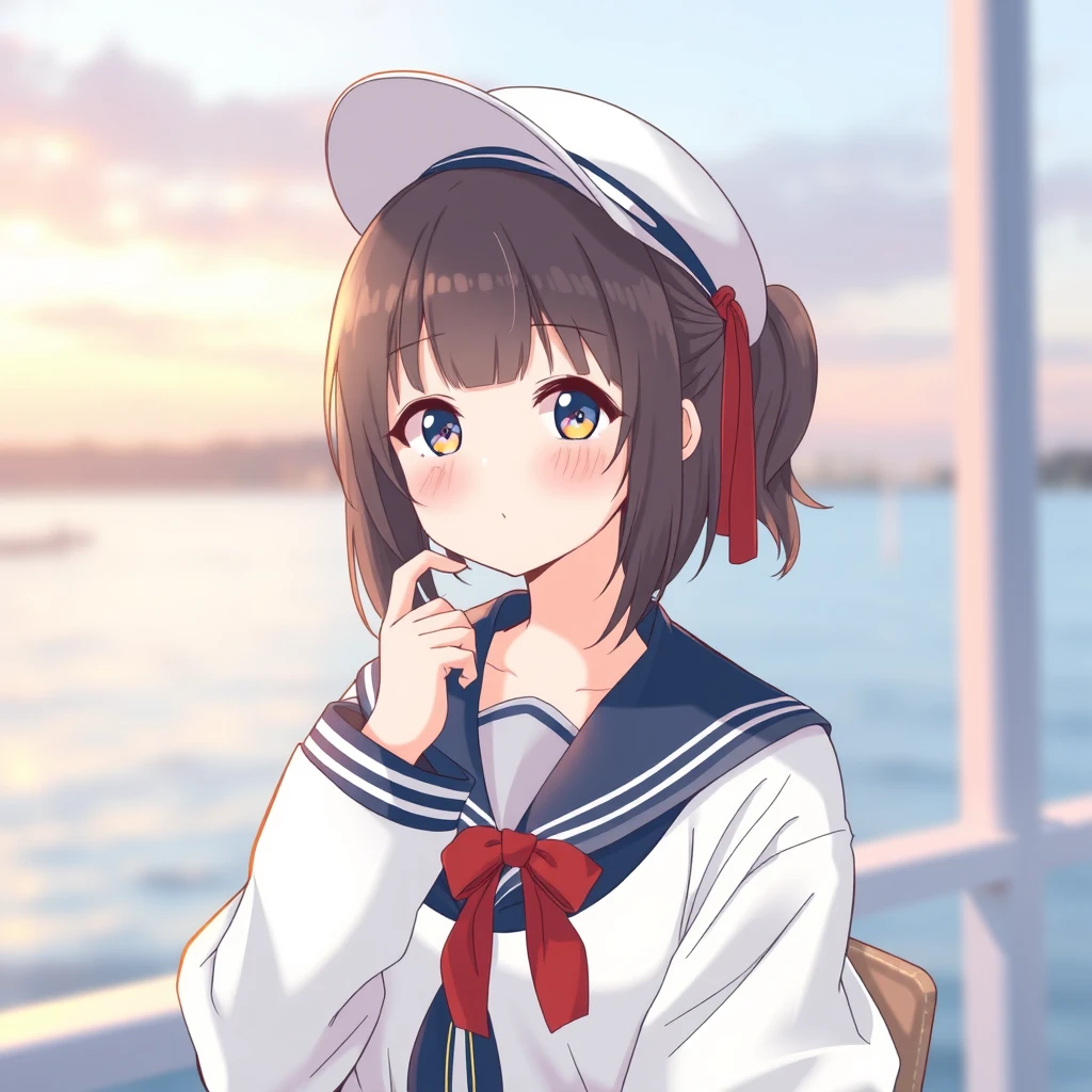 Korean NAVY sailor, animestyle, girl, cute. - Image