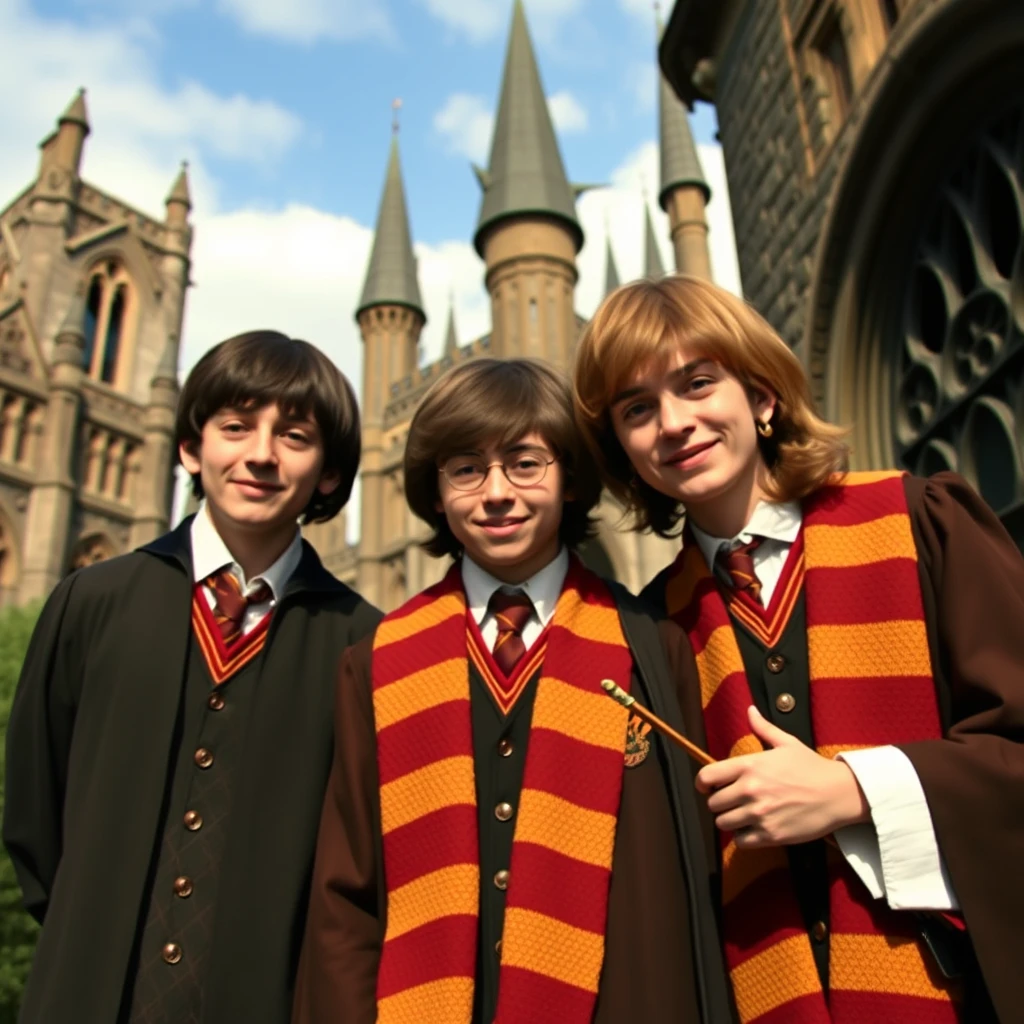 Photorealistic: Beatles at Hogwarts.