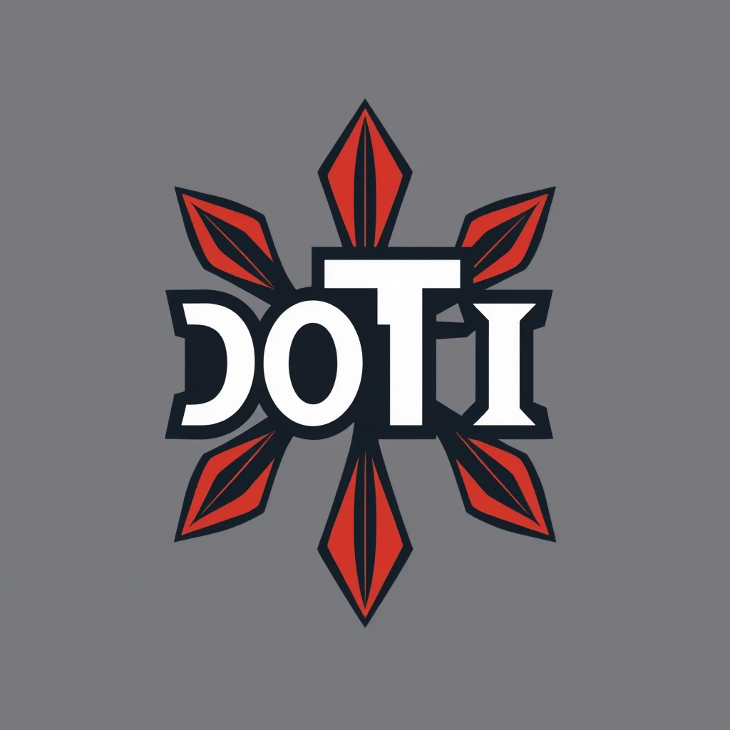 Design a logo using the four letters DOTI.