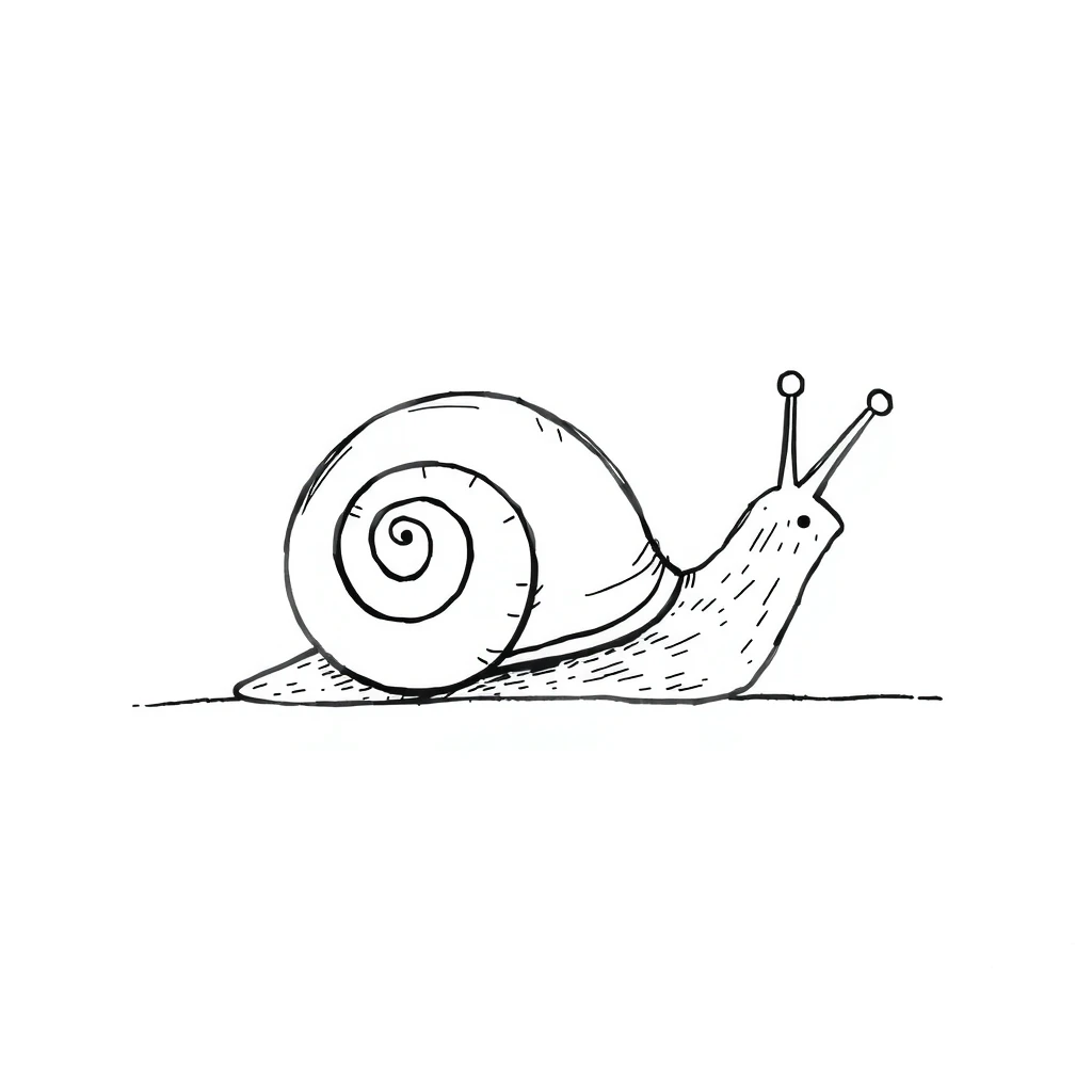 Drawing: Snail in a line - Image