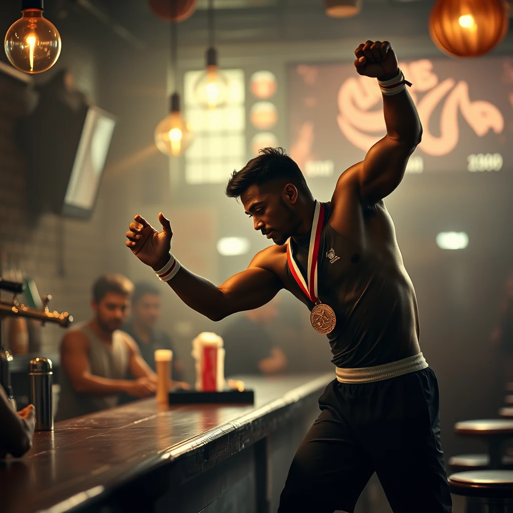 Olympic gold medal gymnast fighting in a bar