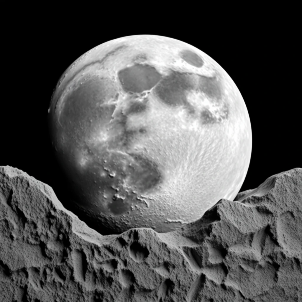 Full Moon,lunar surface,lunar soil texture,(((simple black background))),relief,gypsum sculpture,grayscale,high contrast,high detail,8K,