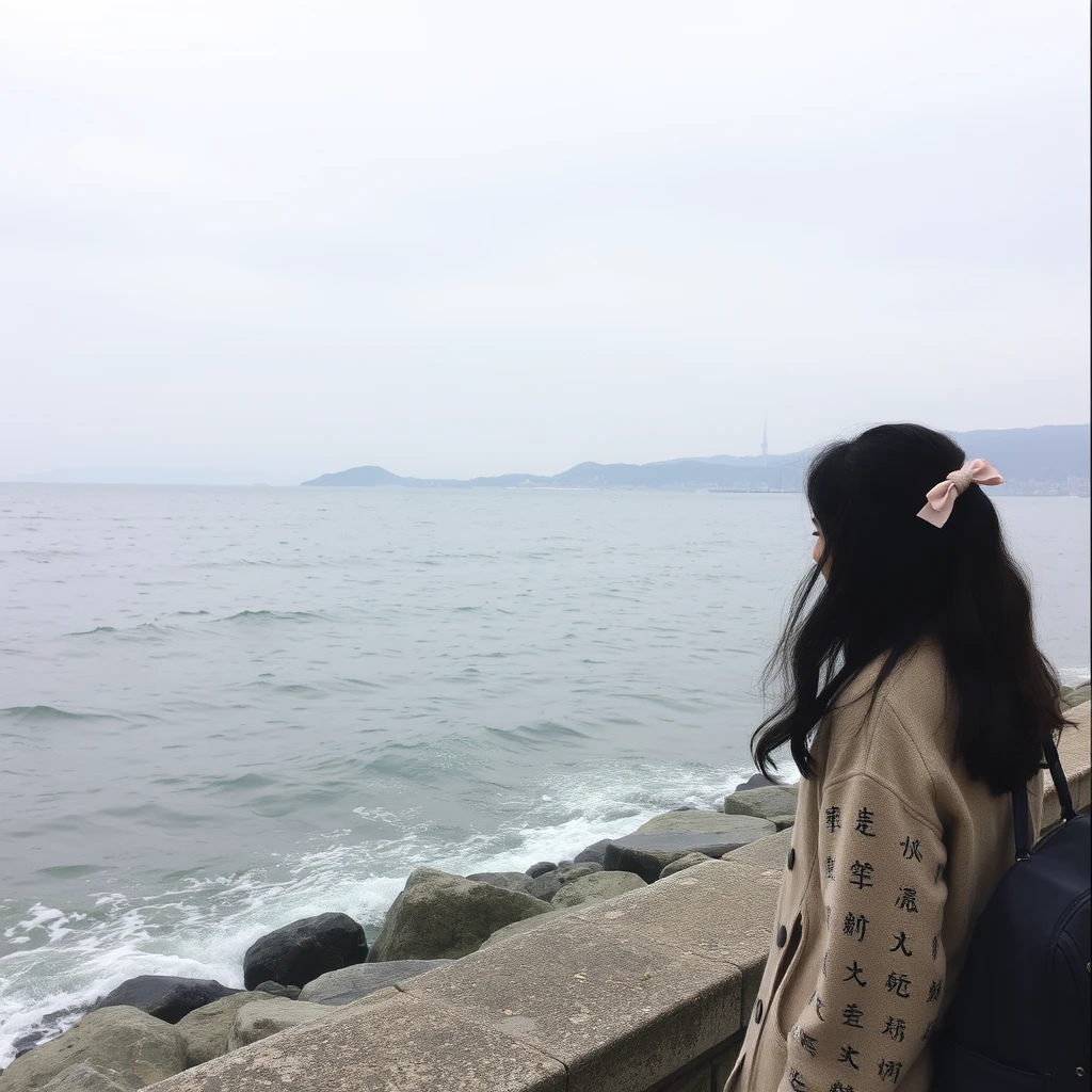 "By the seaside, I saw many Chinese characters."