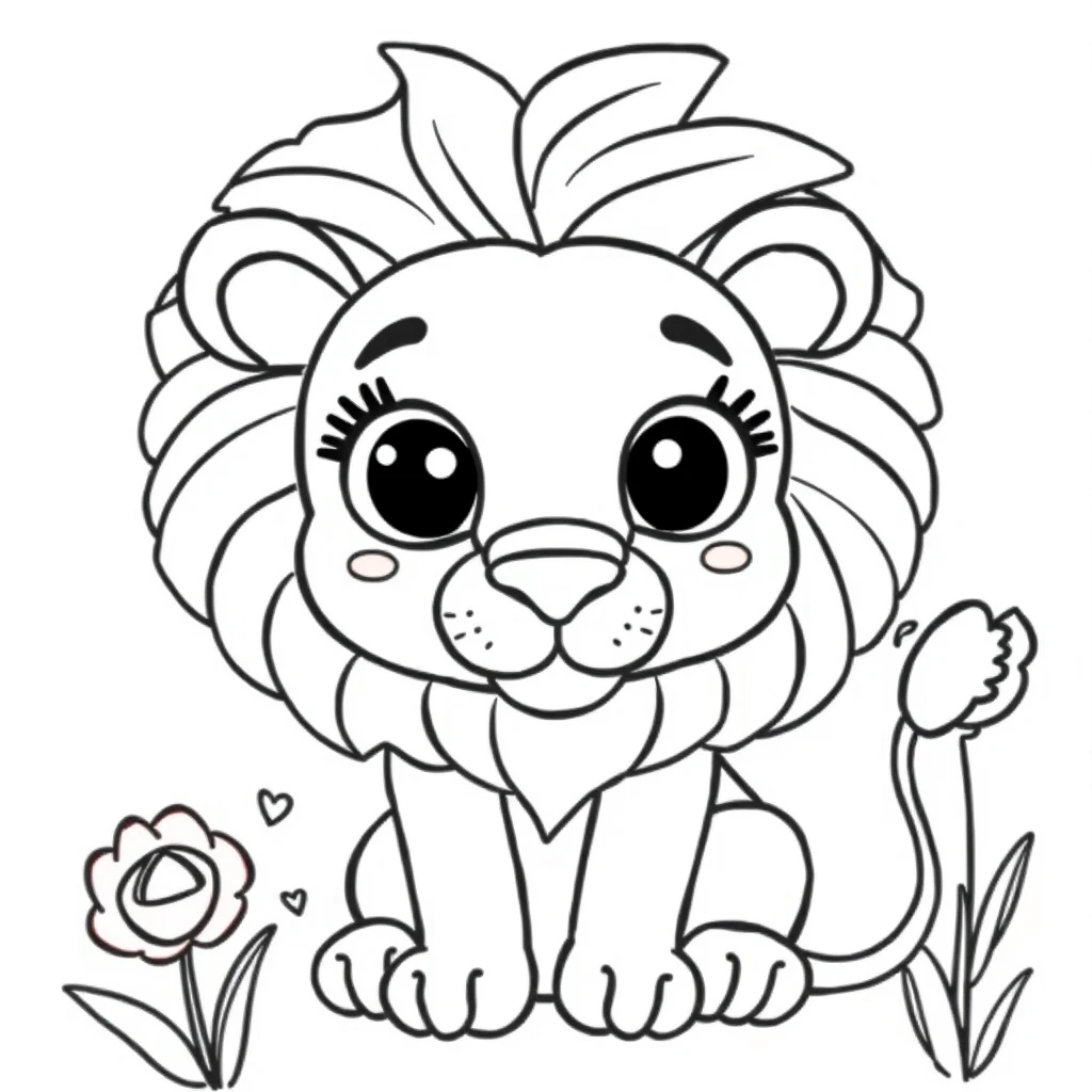 coloring page for kids, lione, cartoon, style, on a white background


