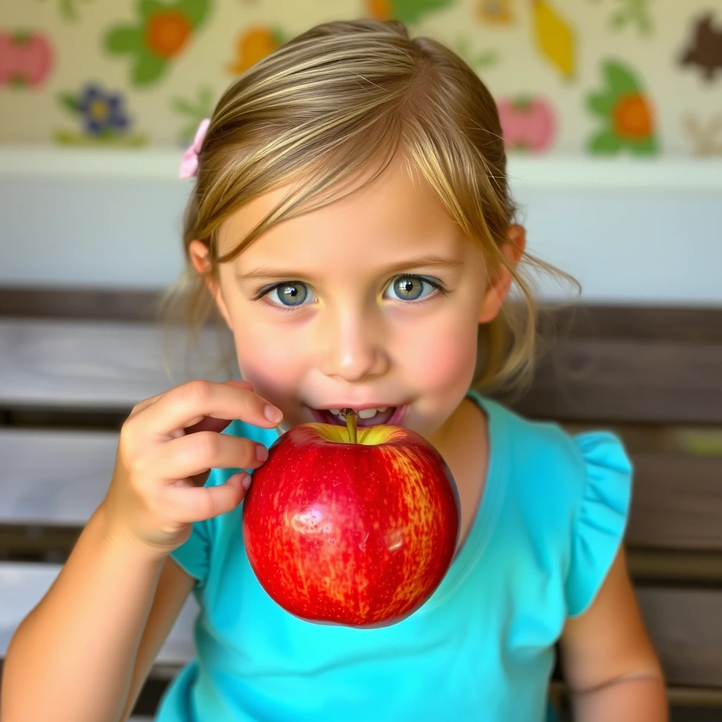 a girl eating apple - Image