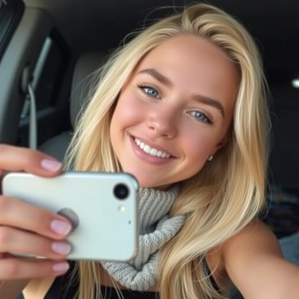 Selfie picture of a blonde girl