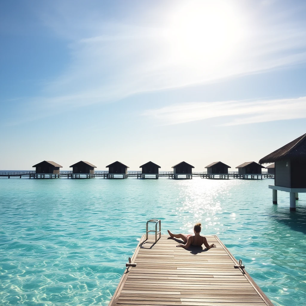 "Sunbathing in the Maldives"