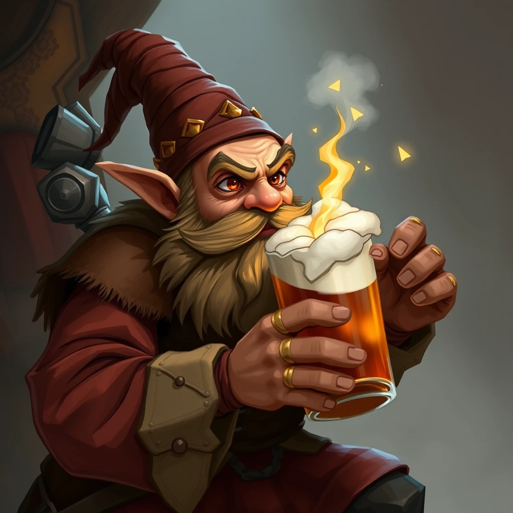 A fantasy dwarf drinking ale.