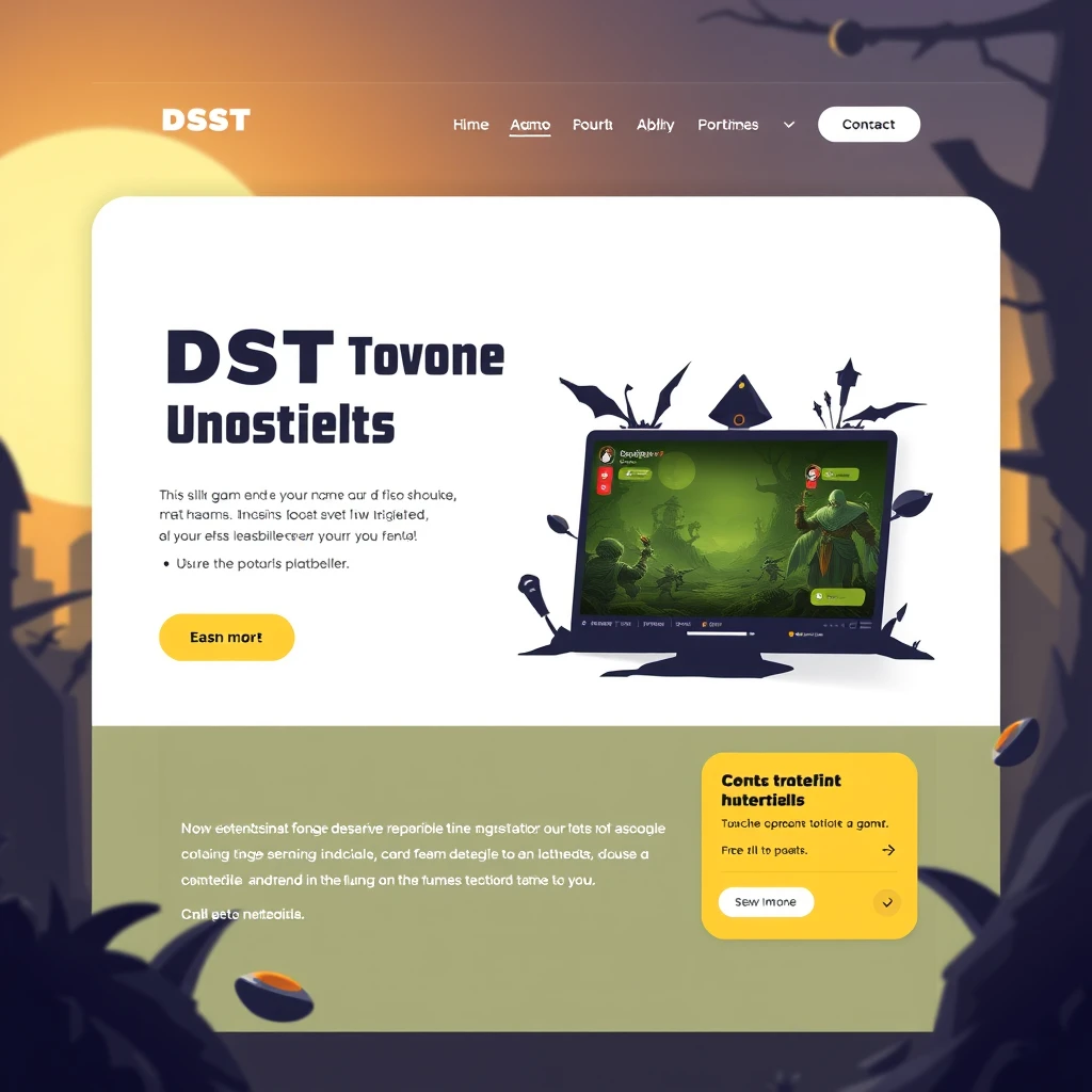 A landing page design for DST game hosting platform.