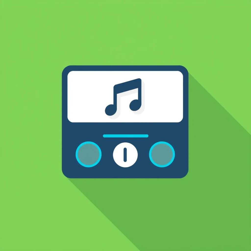 flat svg icon, music player, signal, green and blue, simple glyphs - Image