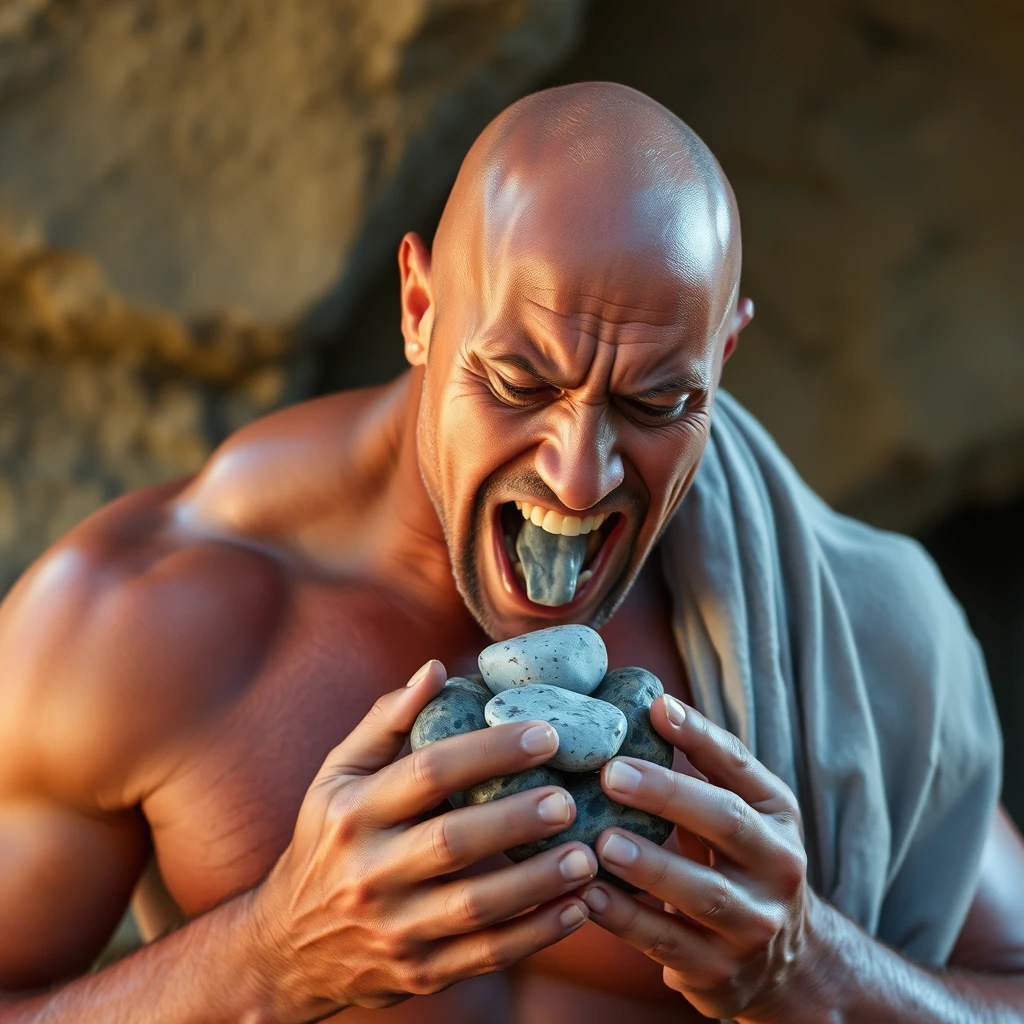 Dwayne Johnson eats stones.