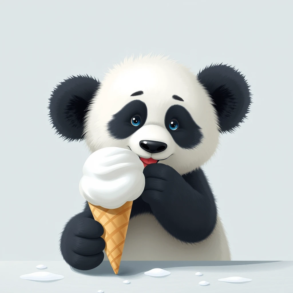 panda, eat, white ice-cream - Image