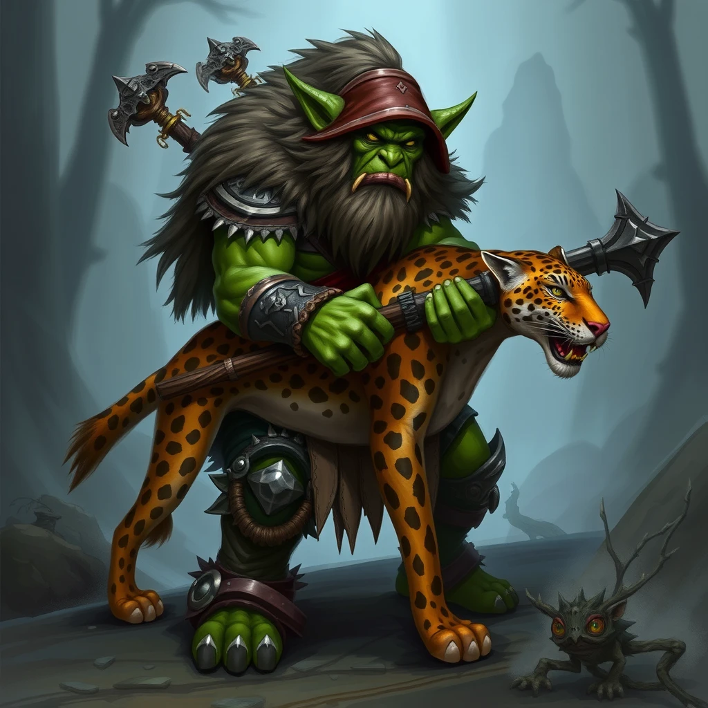 Wow, Orcs hunter with leopard pet.