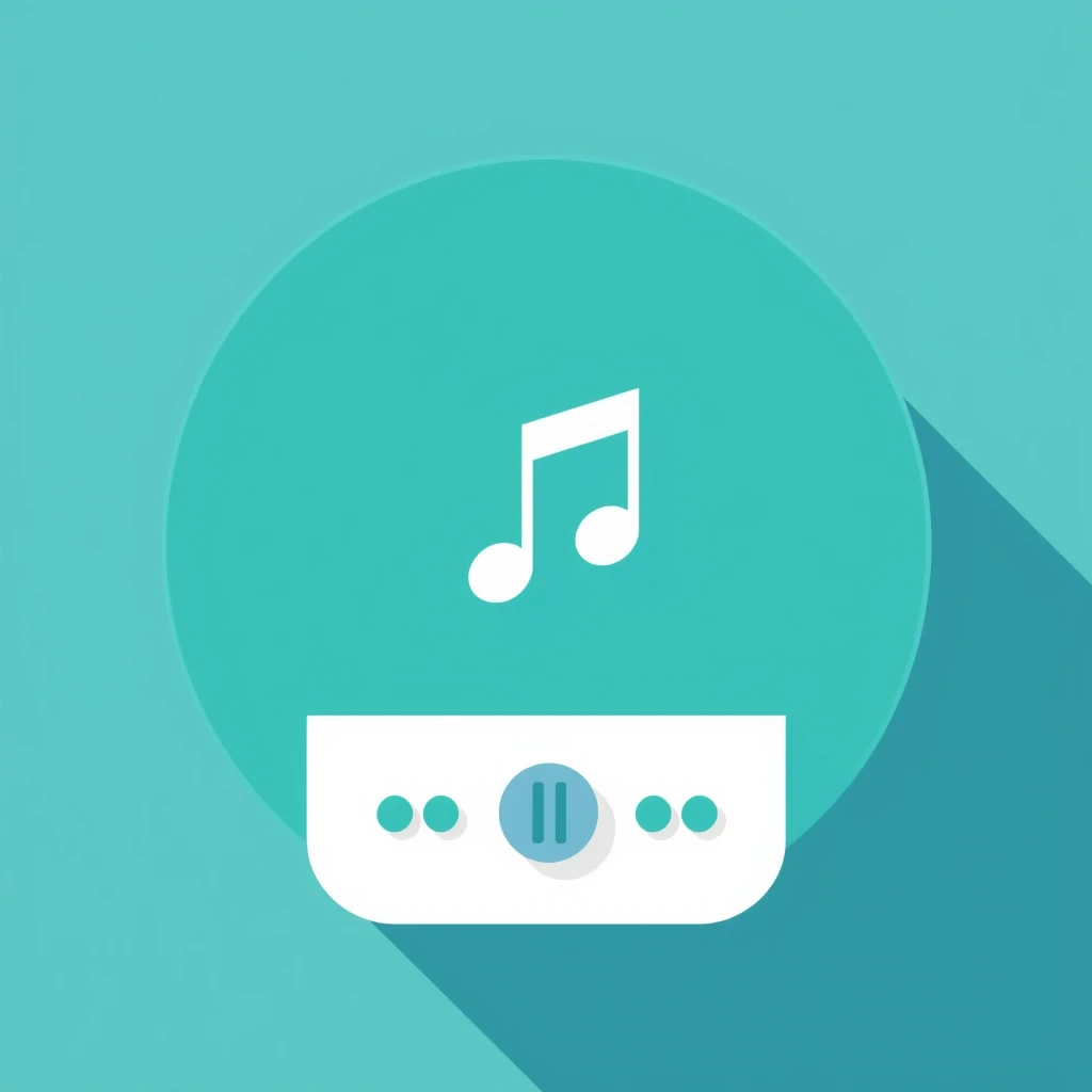 flat svg icon, music player, sign, green and blue, simple