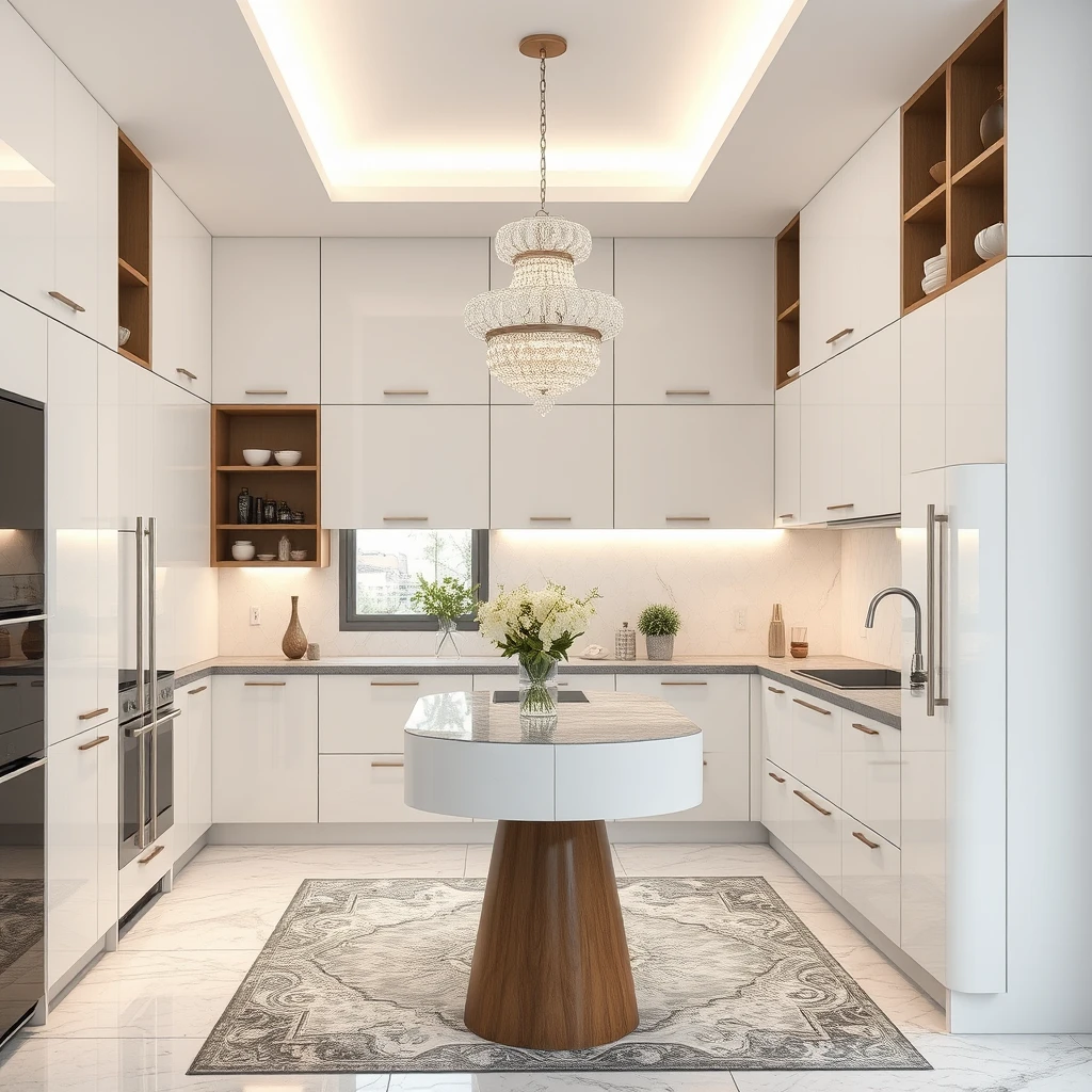 Luxury kitchen interior design, realistic.