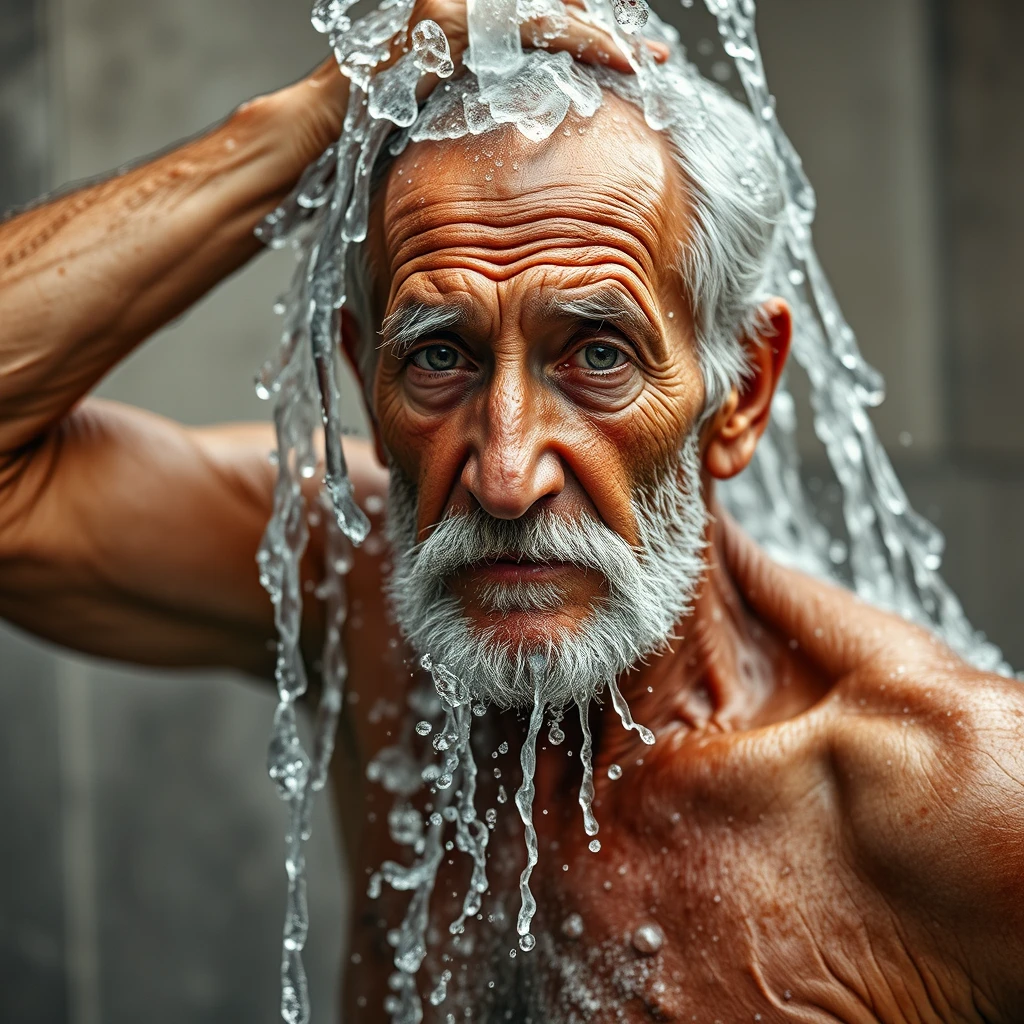 Old man showering - Image