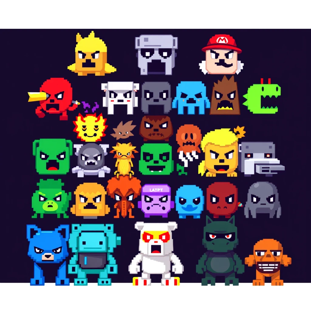 "All NES game characters pixel poster cover"