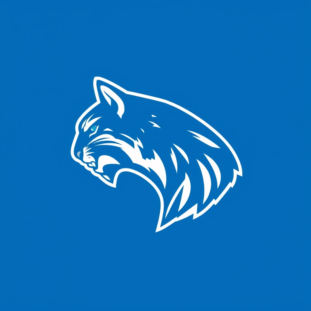 Side profile of a Lynx logo, outline style logo, blue theme. - Image