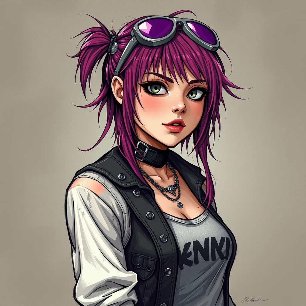 Punk Rock Girl. Realistic.