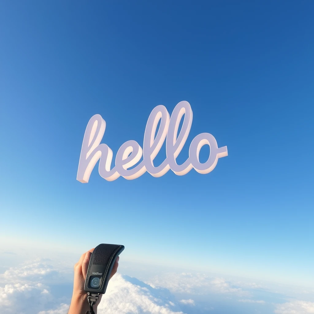 hello text on air