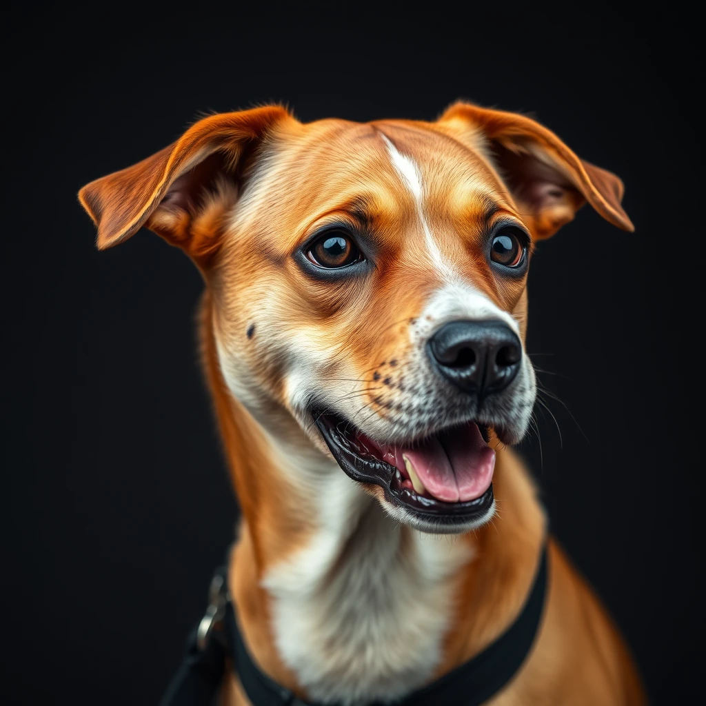 Imagine a dog whose classifications are “color: brown; age: 4-10.” Now you are a professional photographer. Create a stunning image of it.