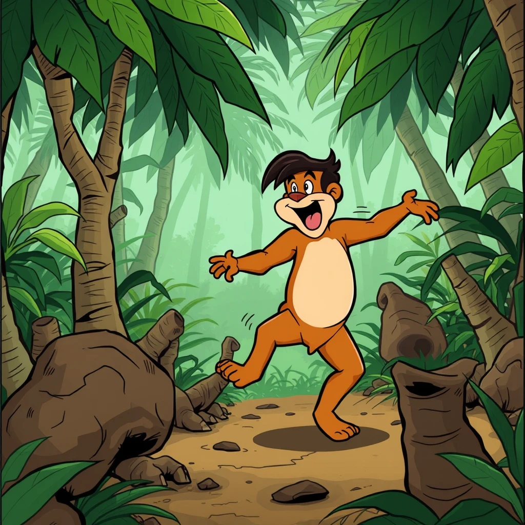 Comic: Balu dances through the jungle.