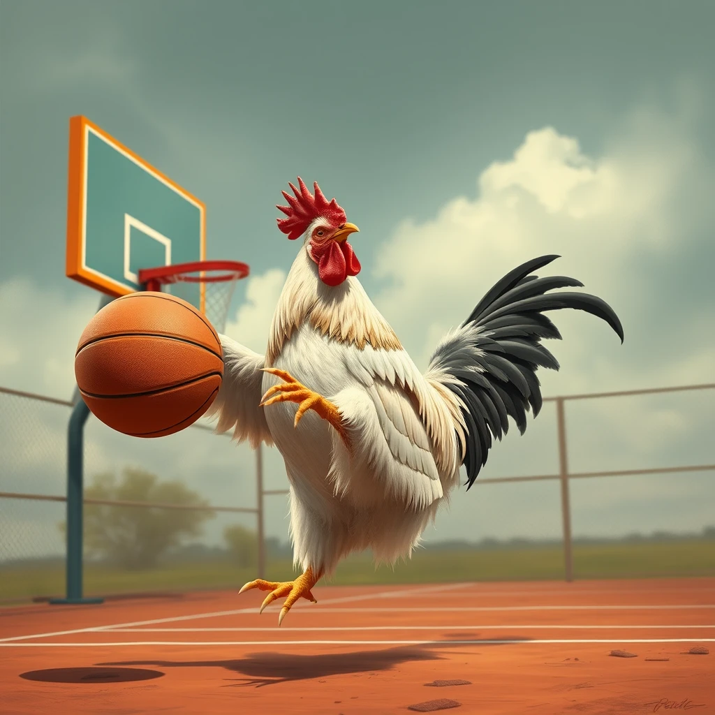 chicken play basketball