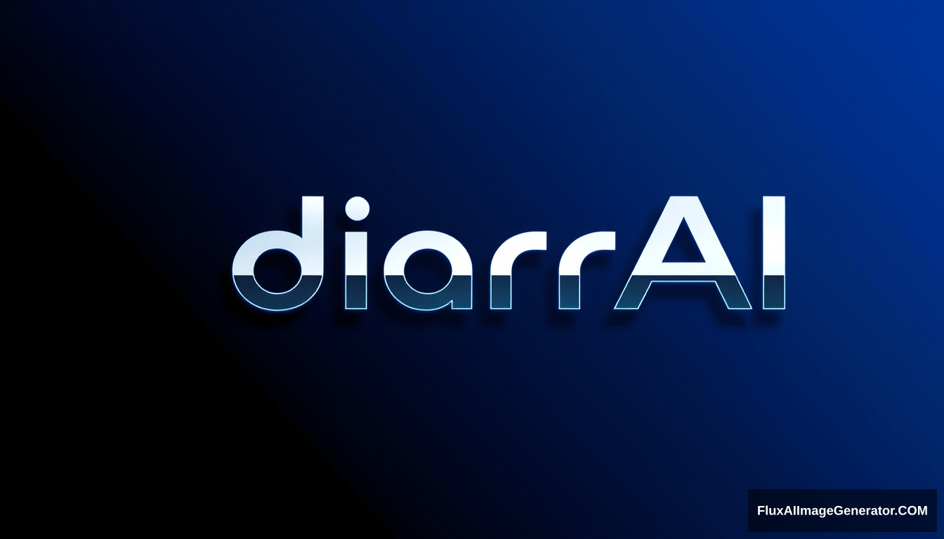 "Logo design for 'diarrAI' text, representing a high-tech AI solutions company. Futuristic and advanced, minimalistic and linear style, sleek geometric shapes, sharp lines. Use modern, elongated sans-serif font. Metallic or neon accents, with a focus on simplicity. Color palette: silver, deep blue, black, with subtle neon highlights. The logo should feel like it's from 3000 years in the future. Unreal Engine." - Image