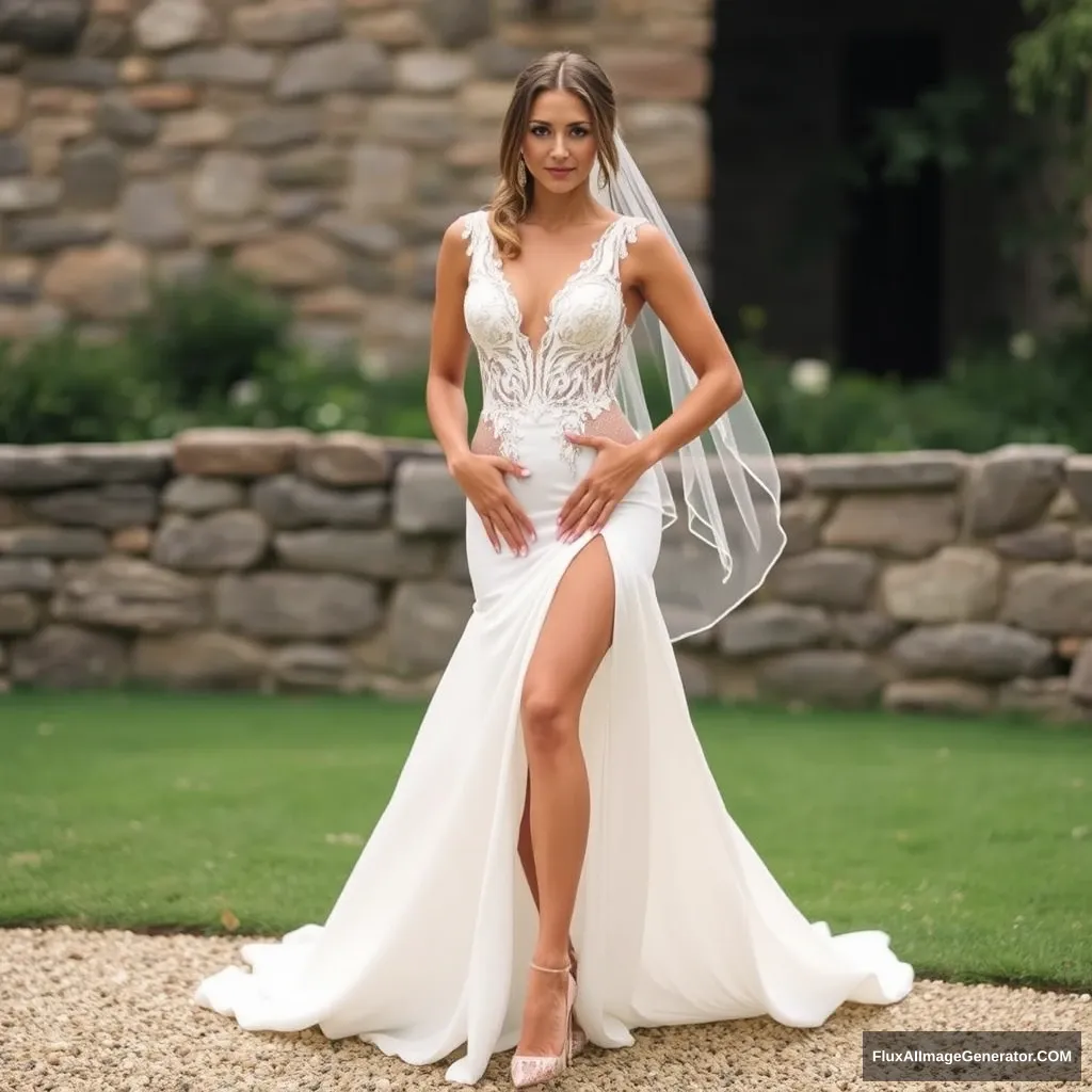 Fitness model influencer Emma's daring wedding dress. - Image