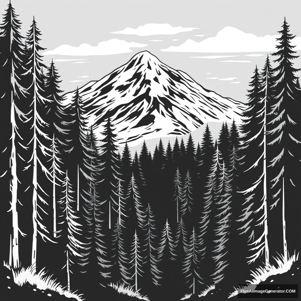 black and white clipart oregon forest