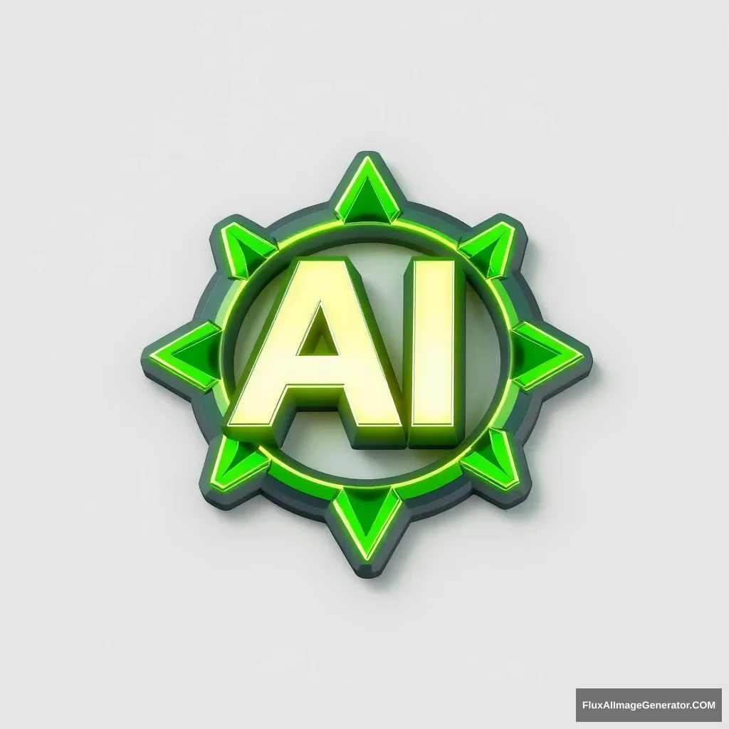 the letters AI. logo emblem, future color, green, 3d