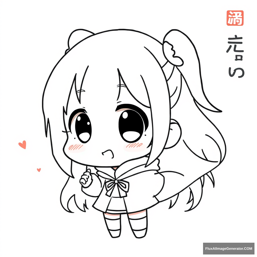 Super simple anime girl lineart. chibi.