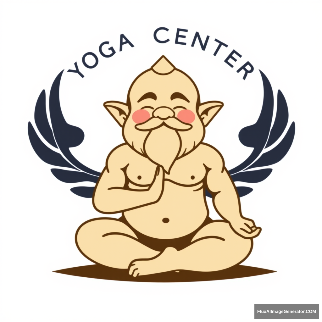 Yoga Center logo: Muscular dwarf in lotus pose