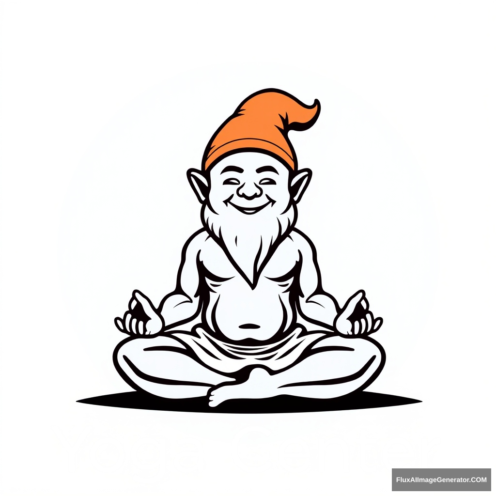 Yoga Center logo: Muscular dwarf in lotus sausage pose