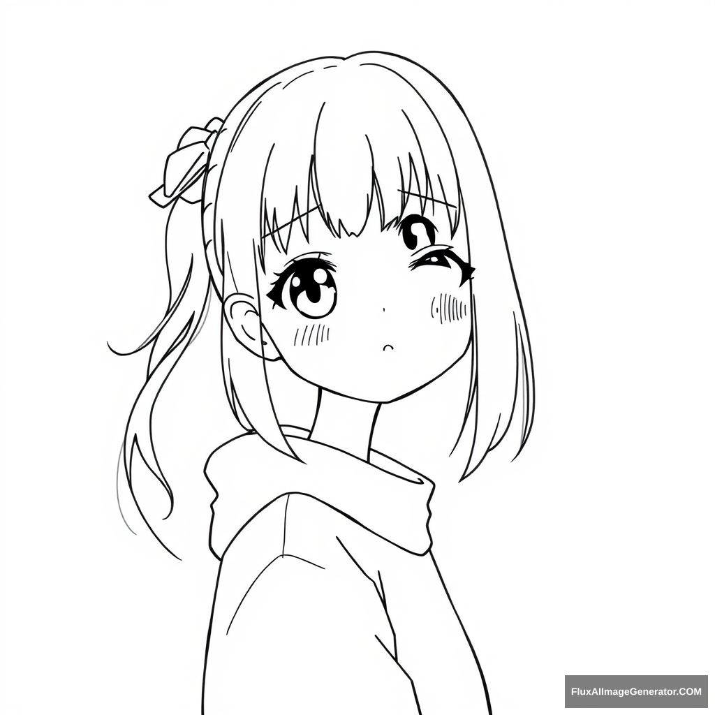 basic line art anime girl cute - Image