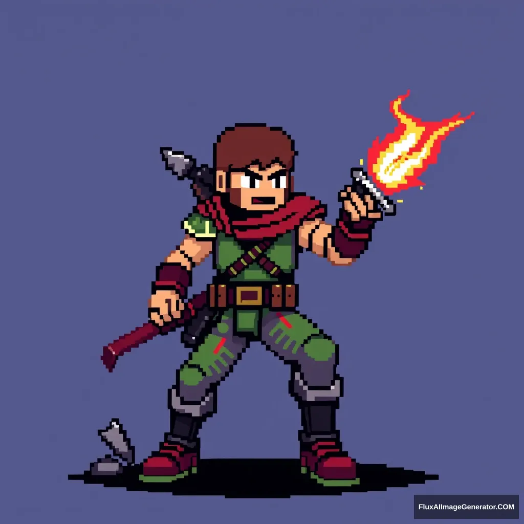 Pixel art, action hero