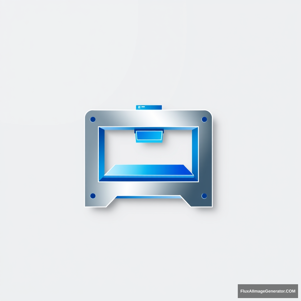 Sleek, 3D printer logo. Geometric shapes form a stylized printer silhouette. Vibrant electric blue and silver color scheme. Minimalist. Subtle layer lines evoke printing process. Conveys precision, innovation, and cutting-edge technology. - Image