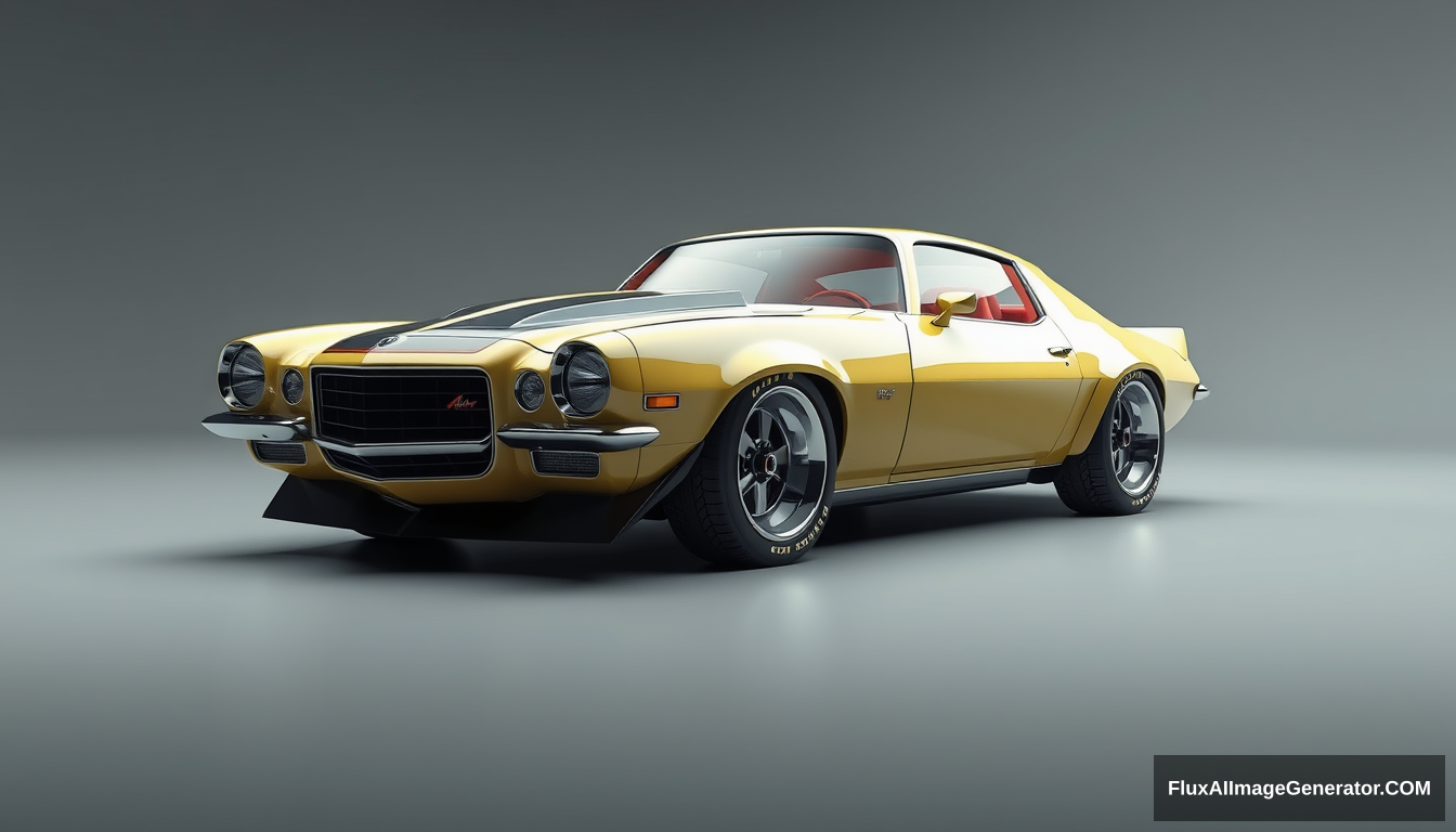 a futuristic car concept, based on the 1972 Camaro, circa 1972, detailed, 4k.