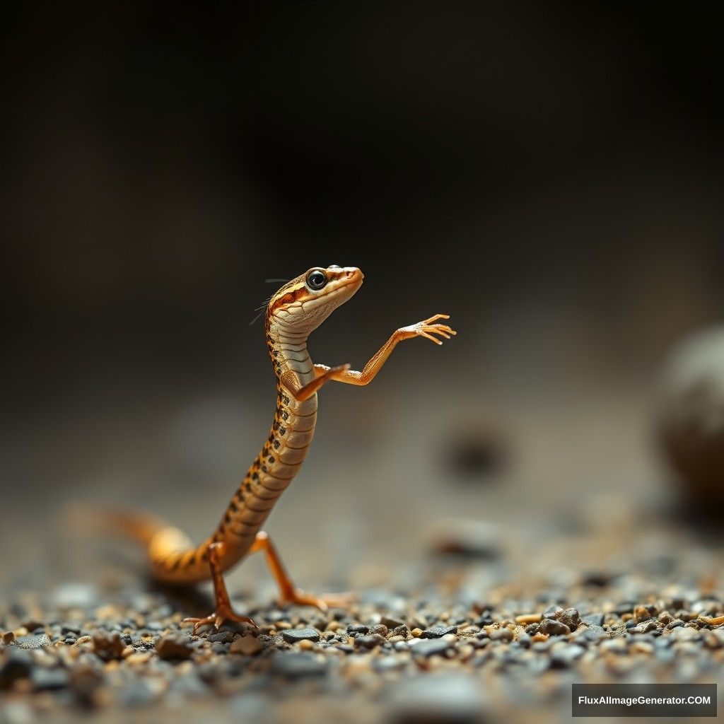 thin tiny snake dancing