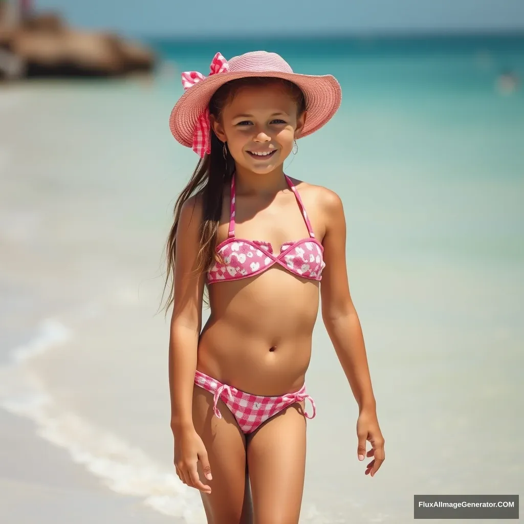 "Young girl, bikini"