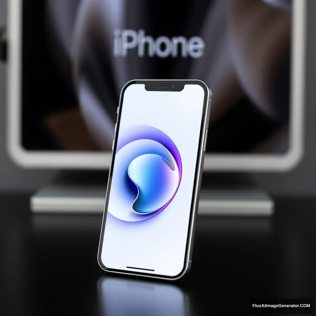 An iPhone product image showing the iPhone standing, and the image is displayed on the screen.