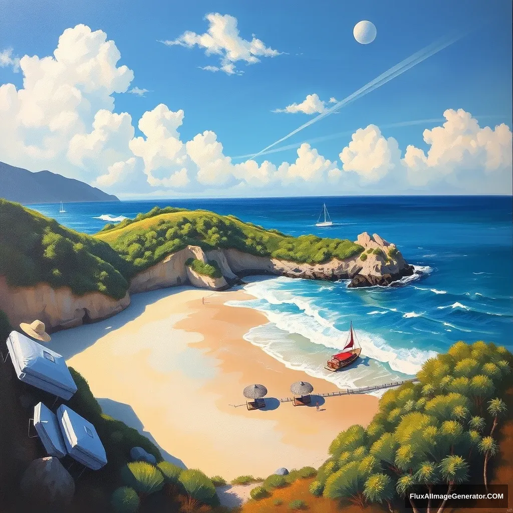 A painting of the most beautiful beach. - Image