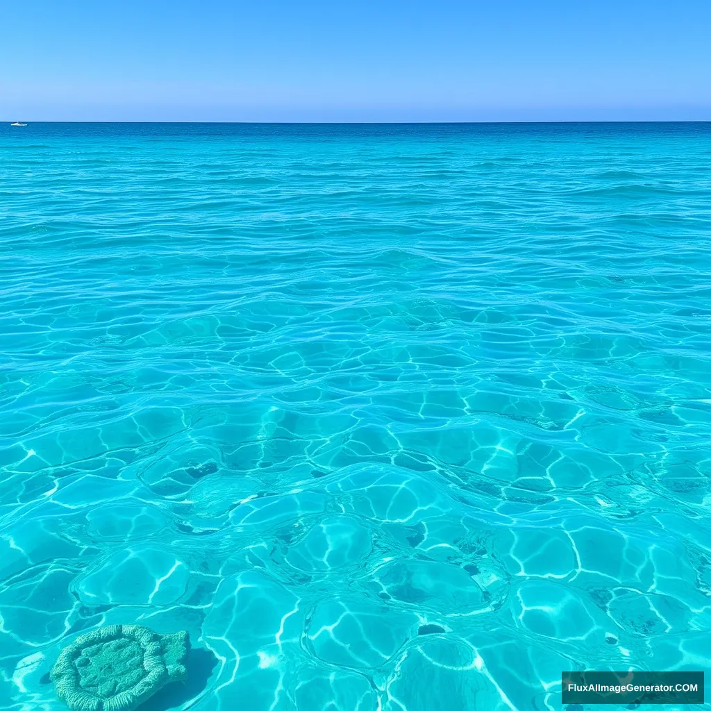 Sunny, beach, clear seawater.