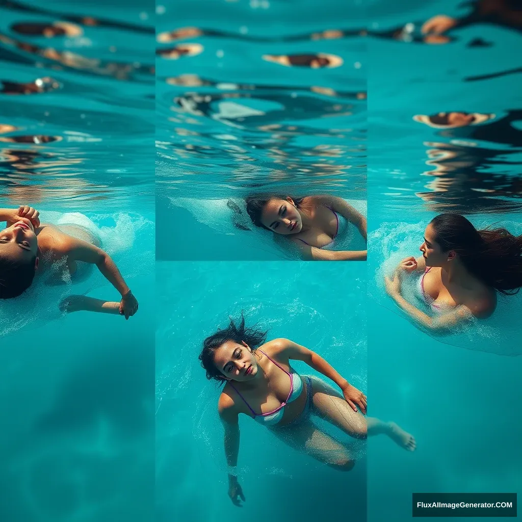 Generating images of women swimming in the water. - Image