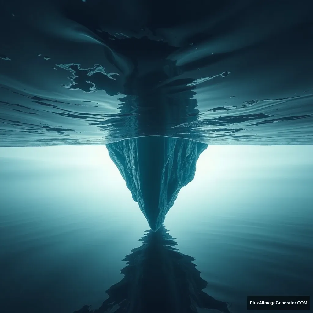 Create an image: I am under the iceberg facing the world. - Image